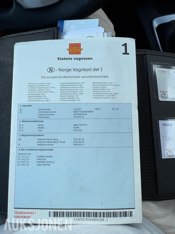 2013 Toyota Auris 1.3, 96238km, Hengerfeste, Ryggekamera